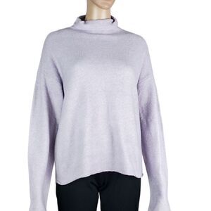 525 America Purple Fuzzy Soft Oversized Turtle Neck Sweater